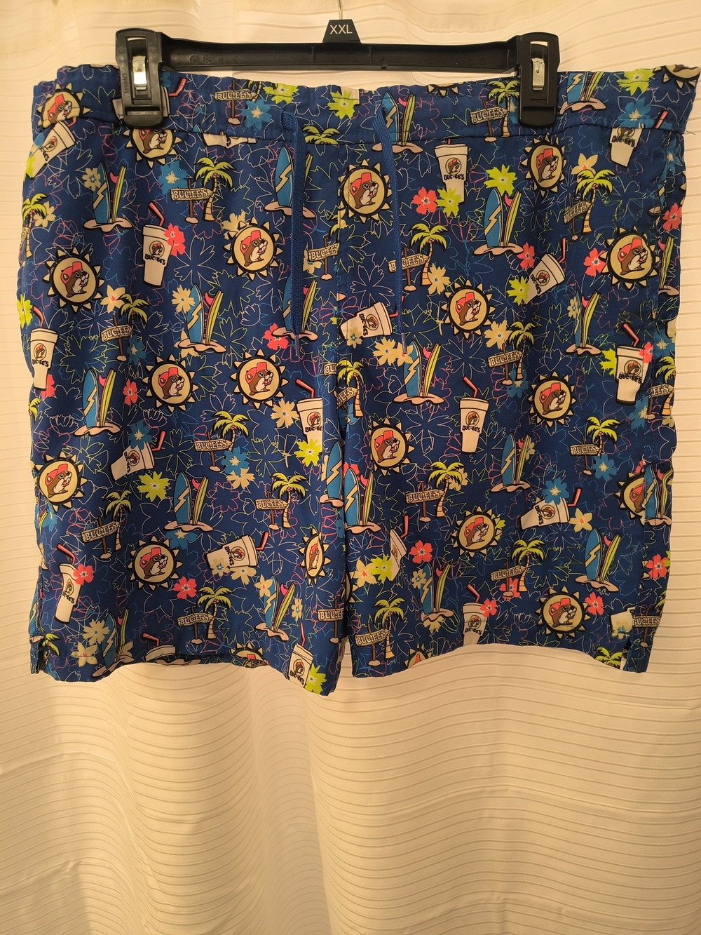 Men's Blue Tropical Print Athletic Swim/Active Shorts